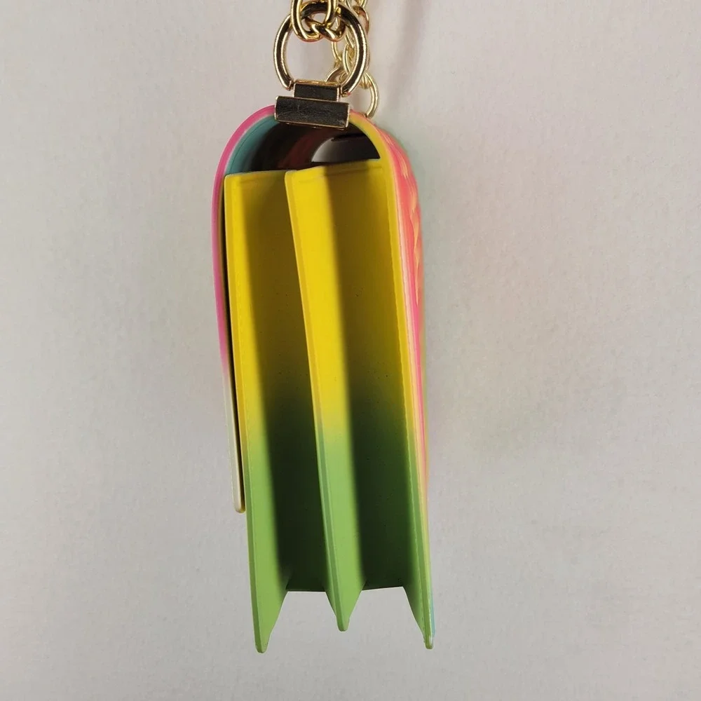 Epicstep Quilted‎ Rainbow Jelly Crossbody Bag Gold Chain Strap Ombre Tie Dye Y2K